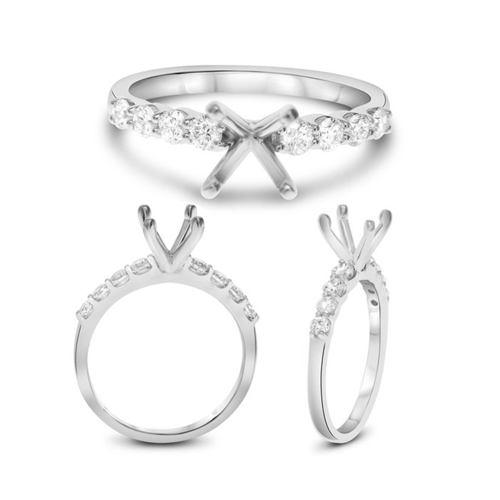 14K White Gold 0.43ct Diamond Semi-Mount Engagement Ring