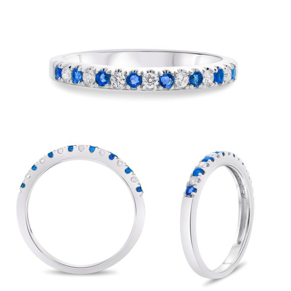 14K White Gold 0.31ct Sapphire & Diamond Band