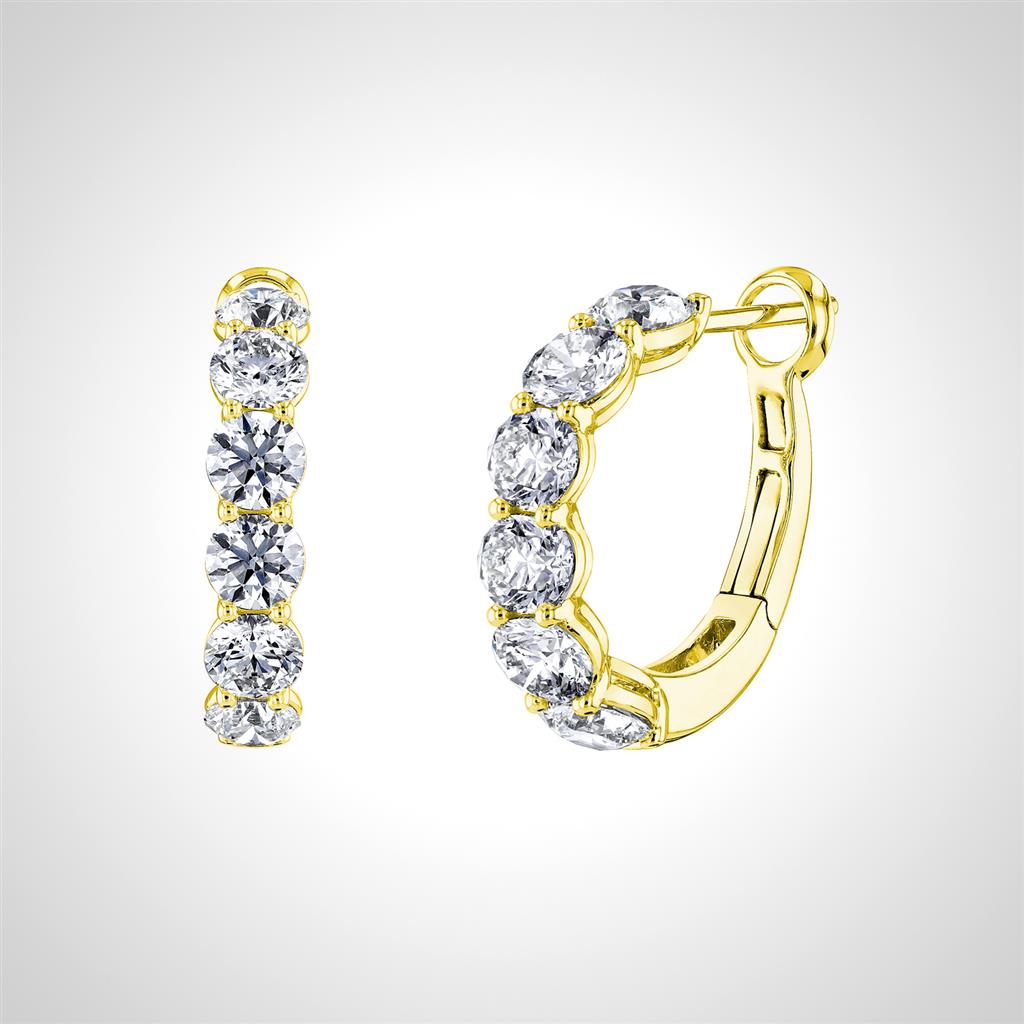 18K Yellow Gold 3.04ct Diamond Hoops