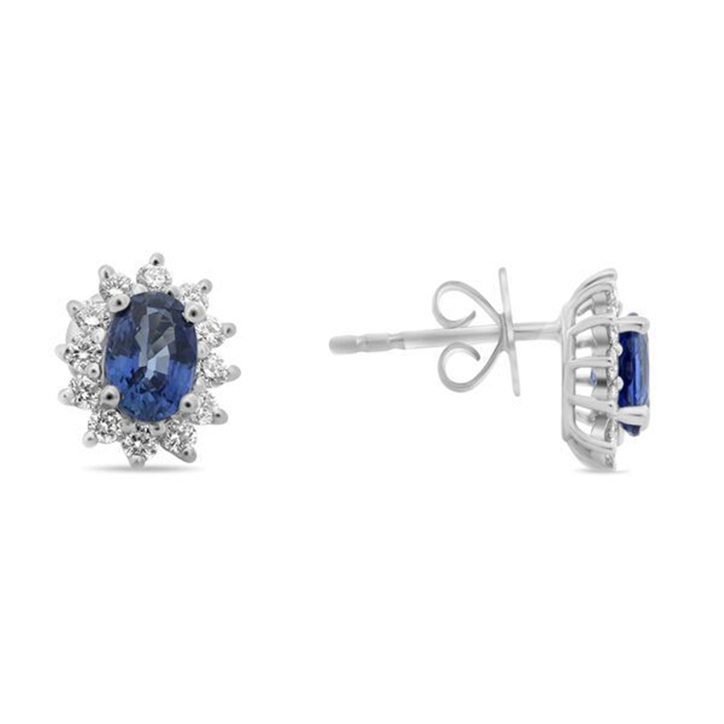 18k White Gold 1.40ct Sapphire & Diamond Stud Earrings
