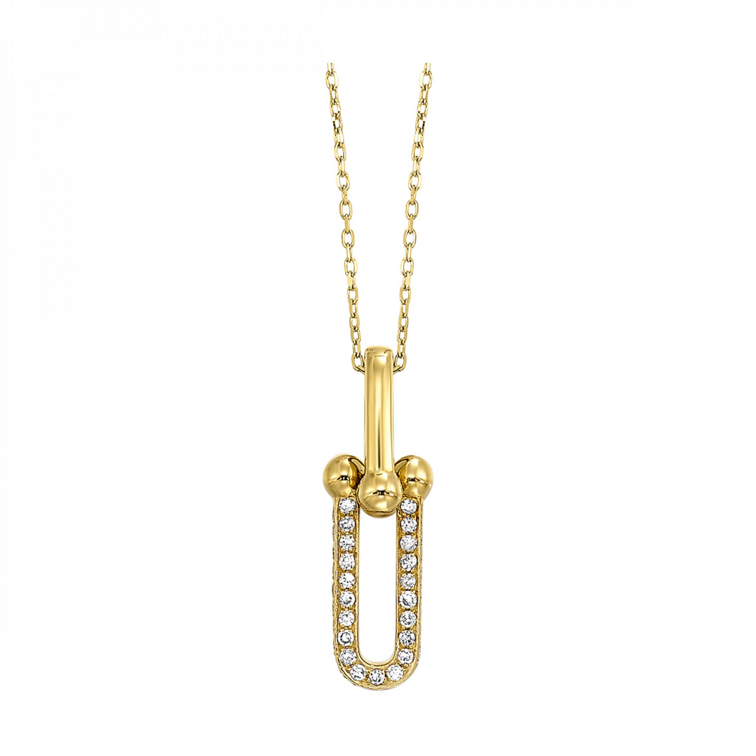 14K Yellow Gold Hardware Link Necklace 1/3ct