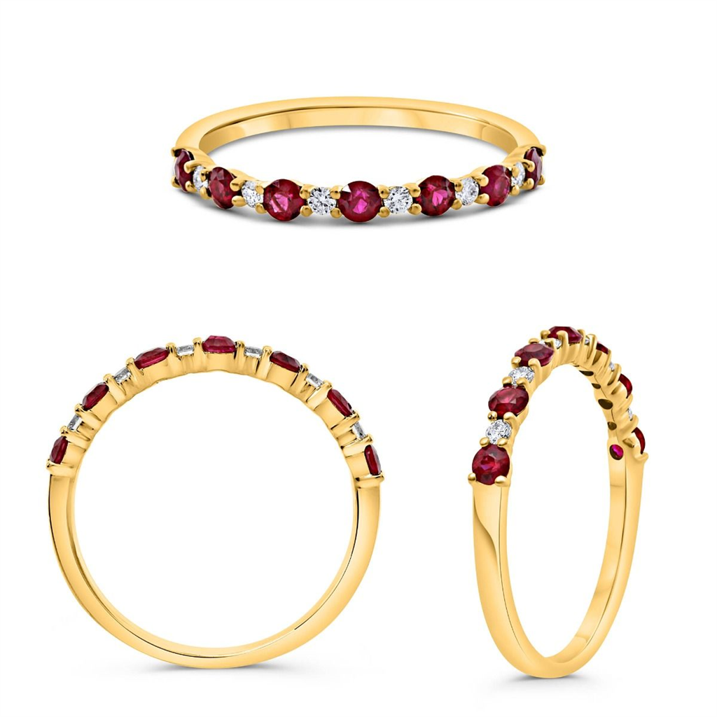 14K Yellow Gold 0.51ct Ruby & Diamond Band