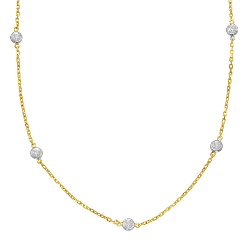 14K Yellow Gold 0.91ct Diamond By the Yard Necklace