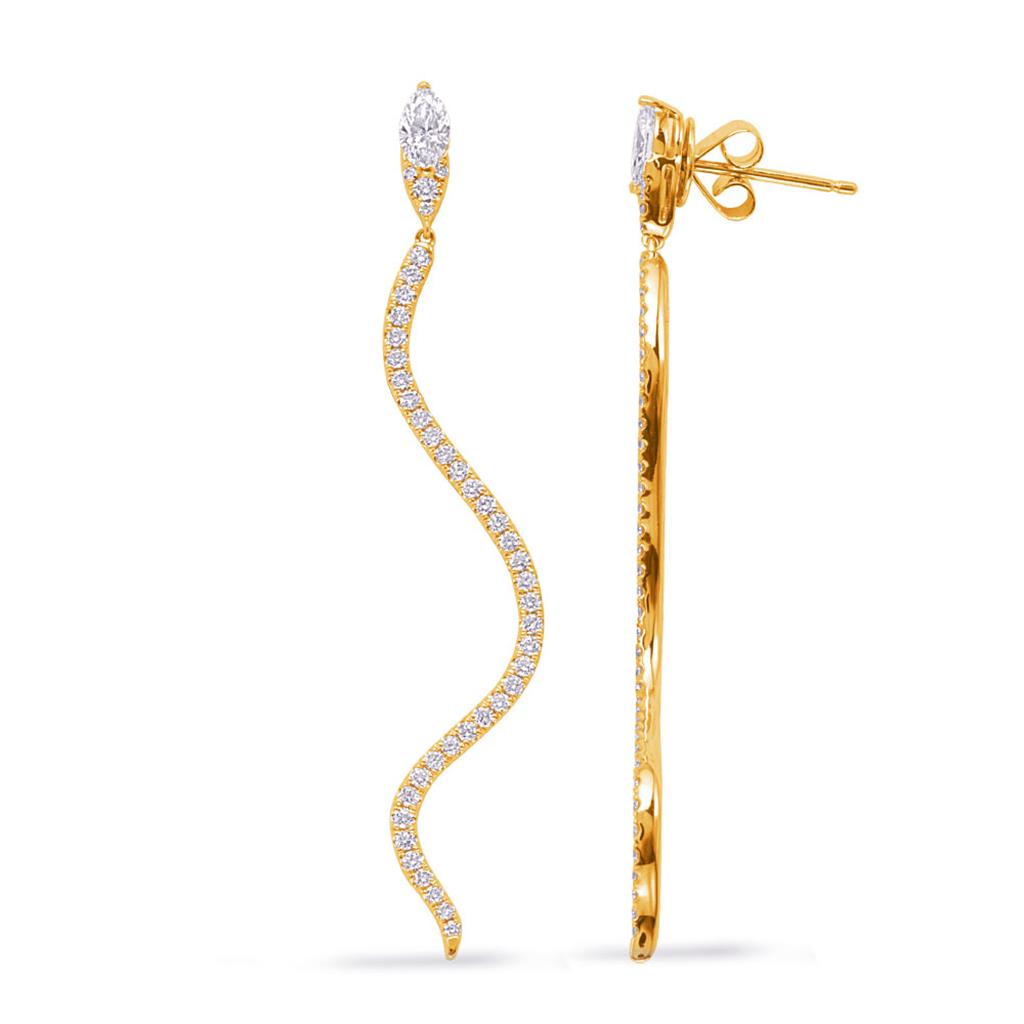 14K Yellow Gold 0.93ct Diamond Earring