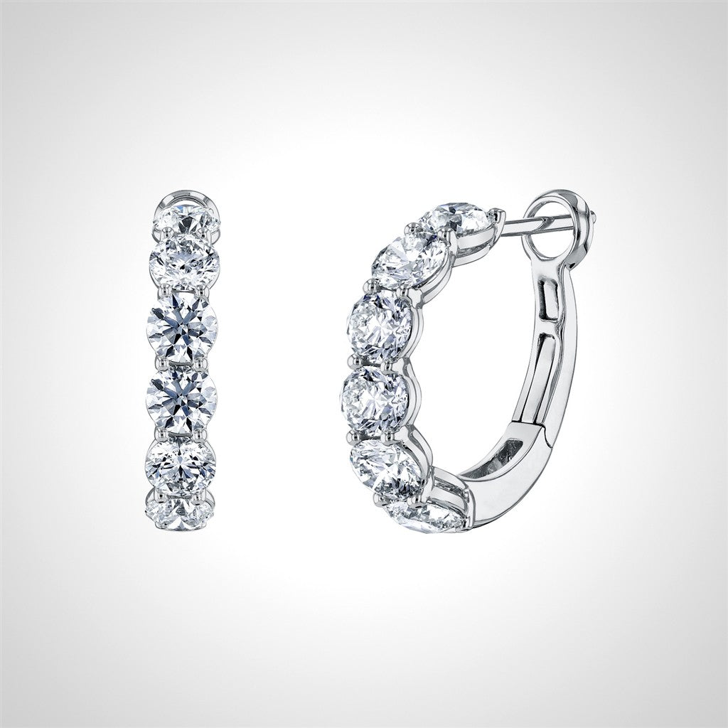 18K White Gold 3.04ct Diamond Hoops