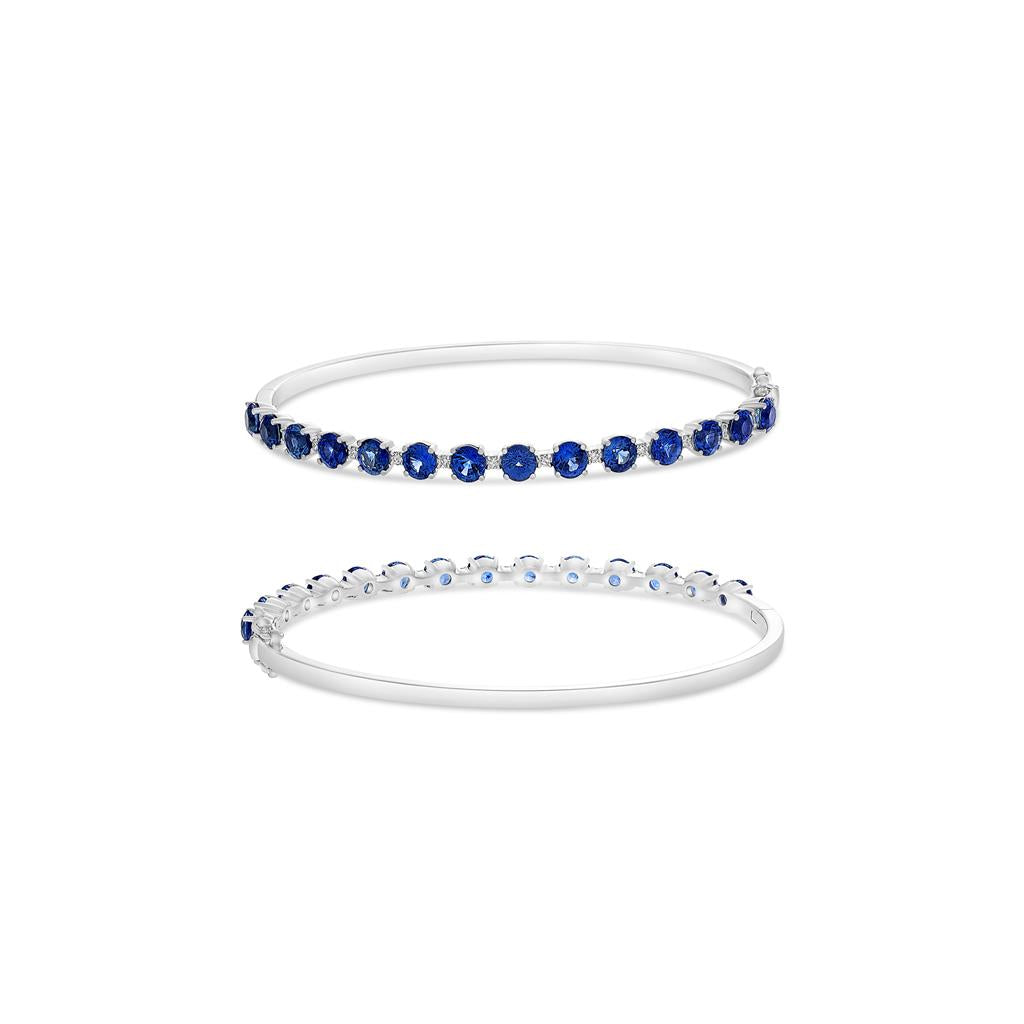 14K White Gold Sapphire & Diamond Bangle