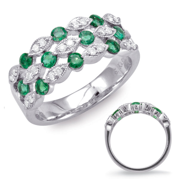 White Gold Emerald & Diamond Ring