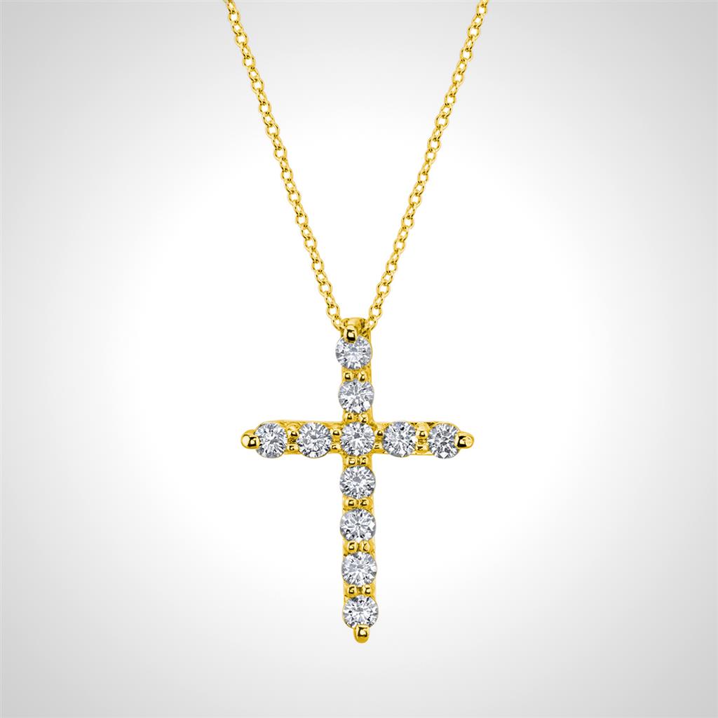 18K Yellow Gold 0.51ct Diamond Cross Necklace