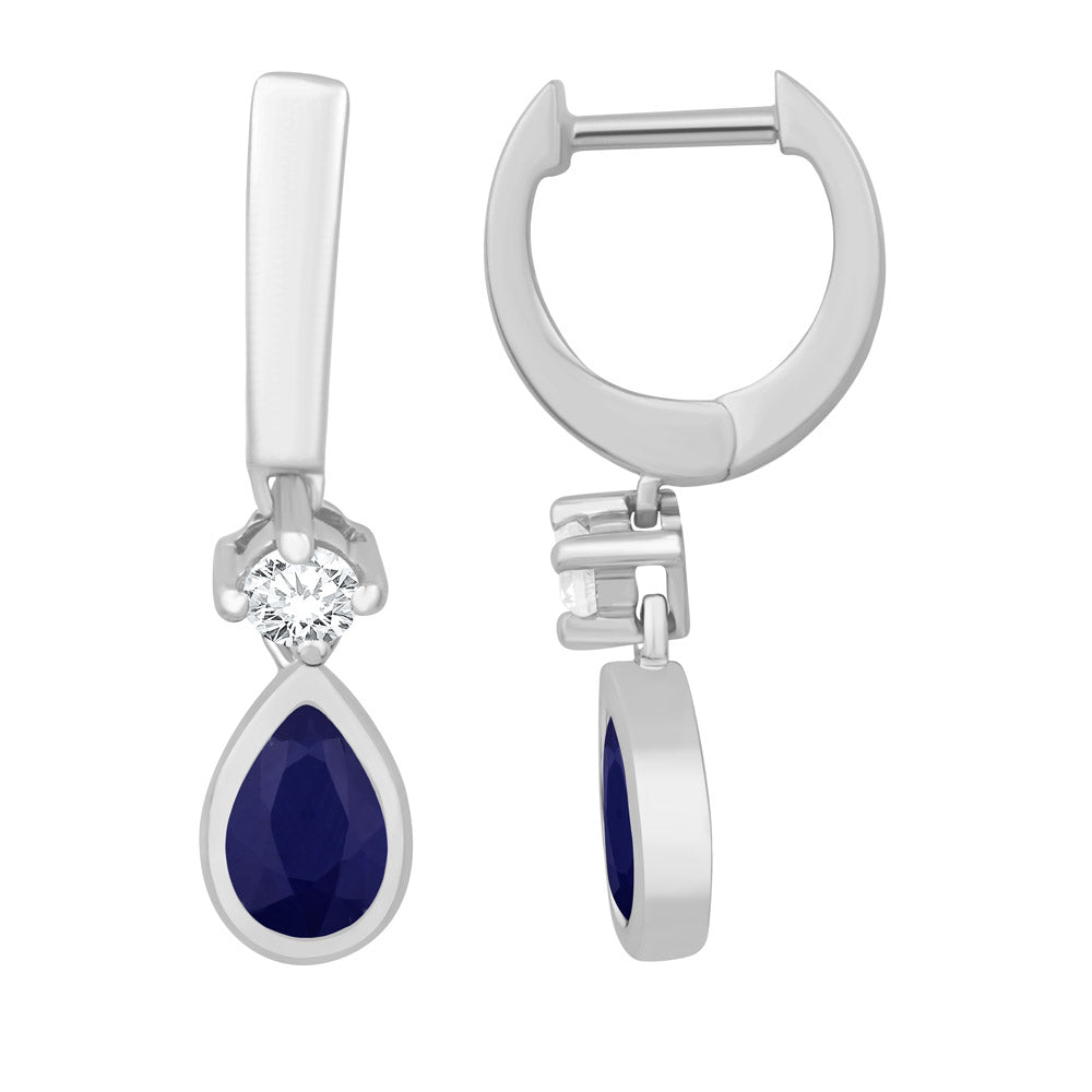 White Gold Diamond & Saphire Earring