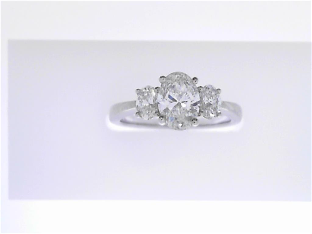 14k White Gold 1.48ct 3 Stone Oval Engagment Ring