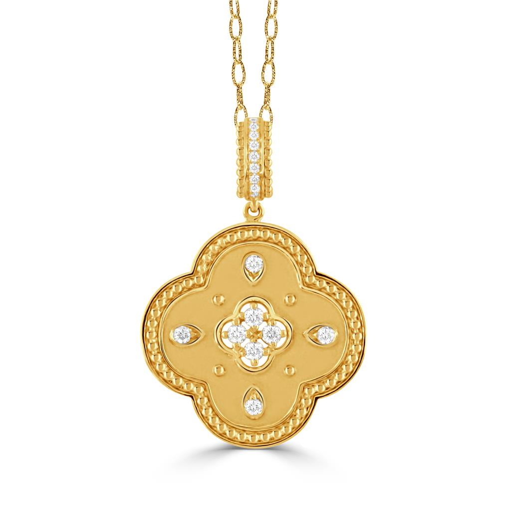 18K Yellow Gold 0.20ct Diamond Pendant Necklace