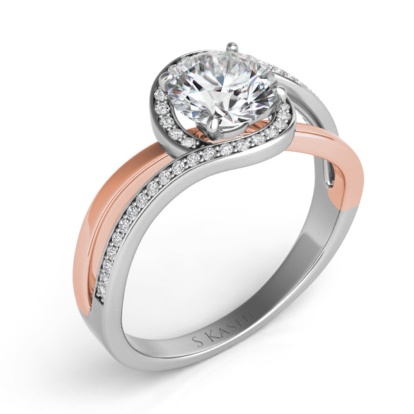 White & Rose Gold Engagement Ring