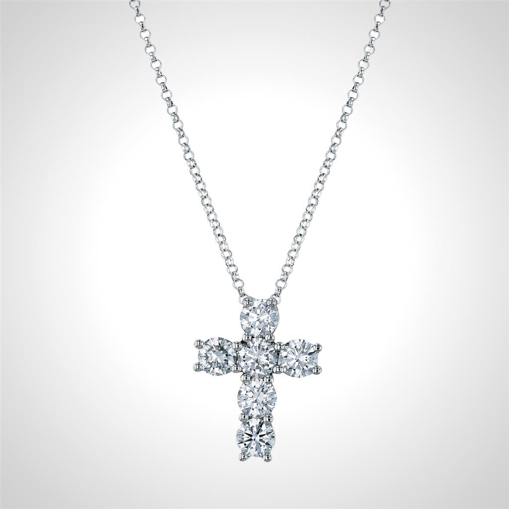 18K White Gold 0.85ct Diamond Cross Necklace