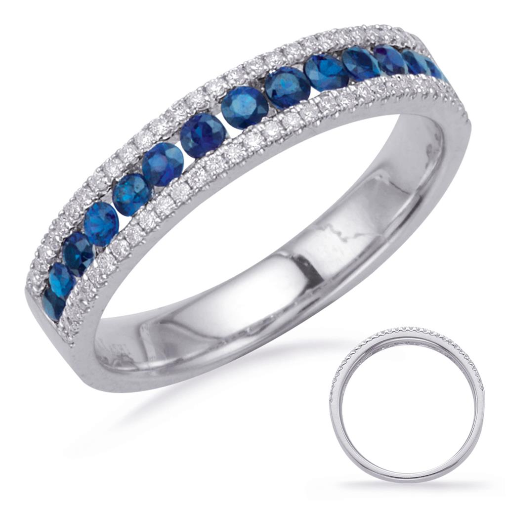 14K White Gold 0.64ct Sapphire & Diamond Band