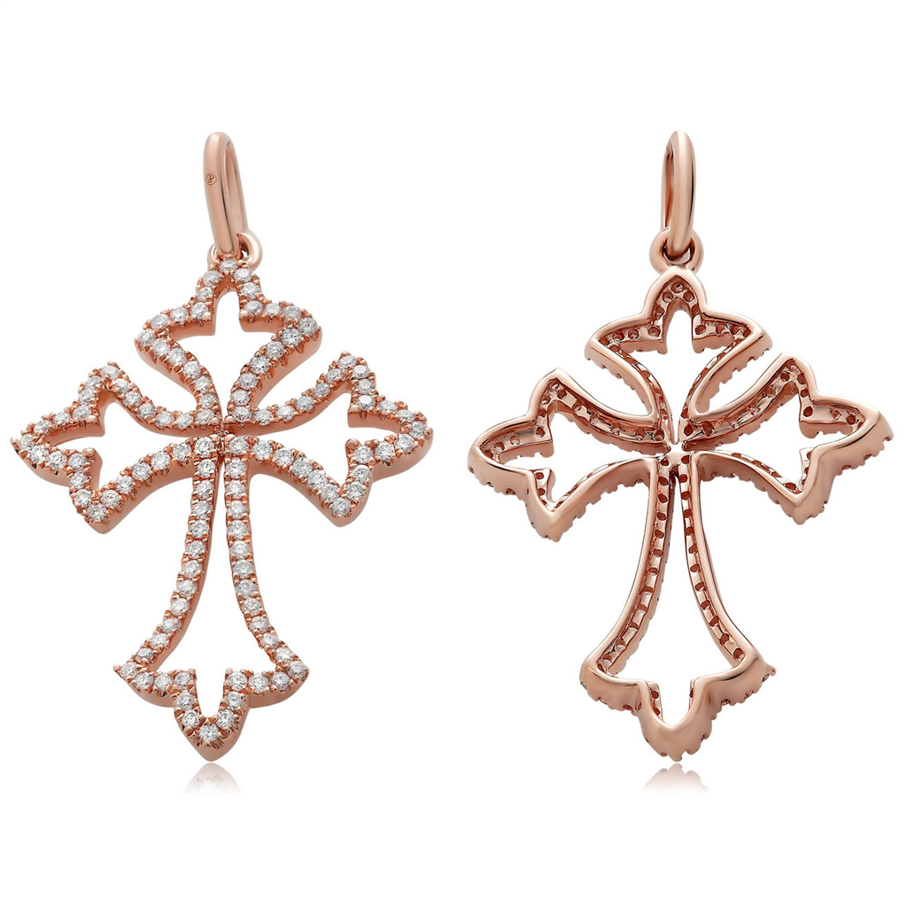 14K Rose Gold 0.30ct Diamond Cross Necklace