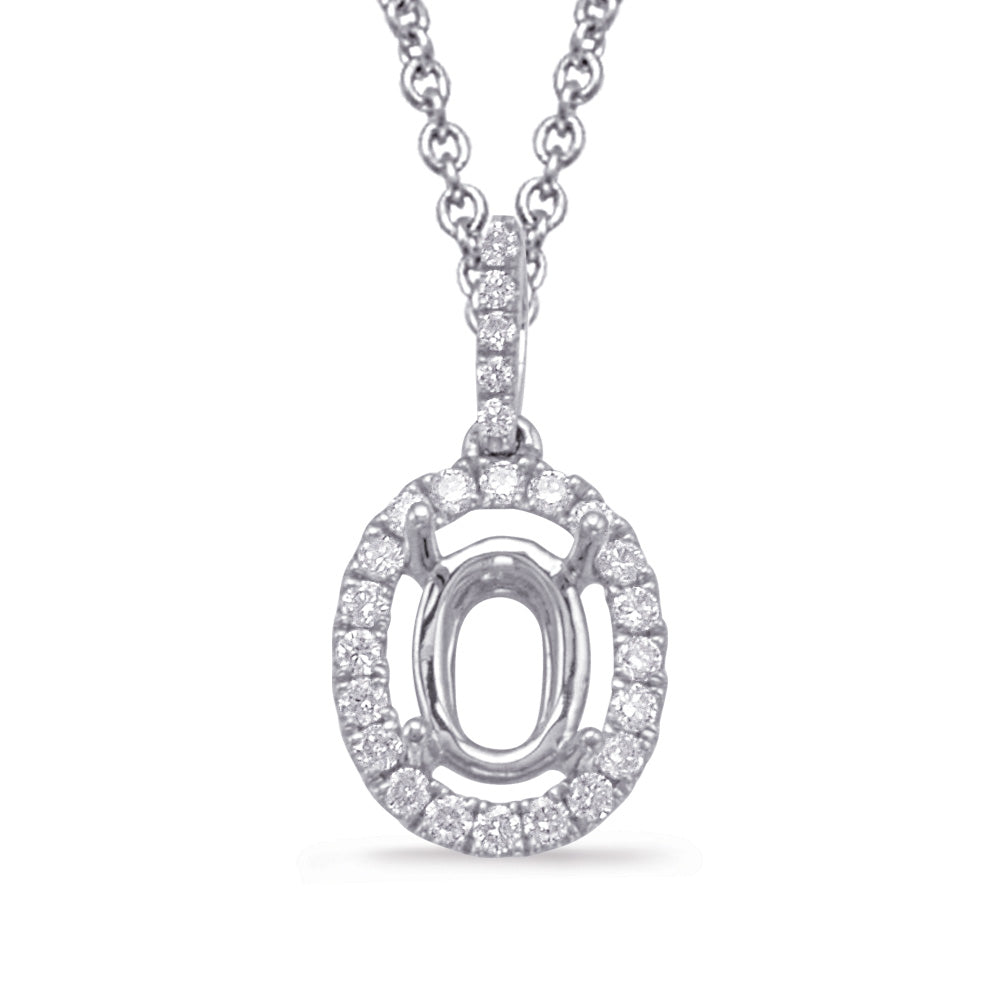 Diamond Pendant For 9x7mm Oval Center
