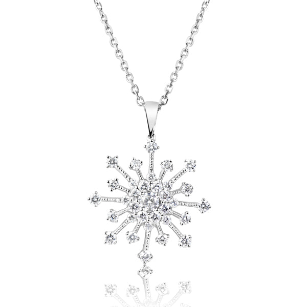 White Gold Snowflake Diamond Pendant