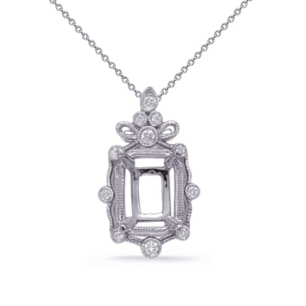 White Gold Diamond Pendant 8x6 Ec Center