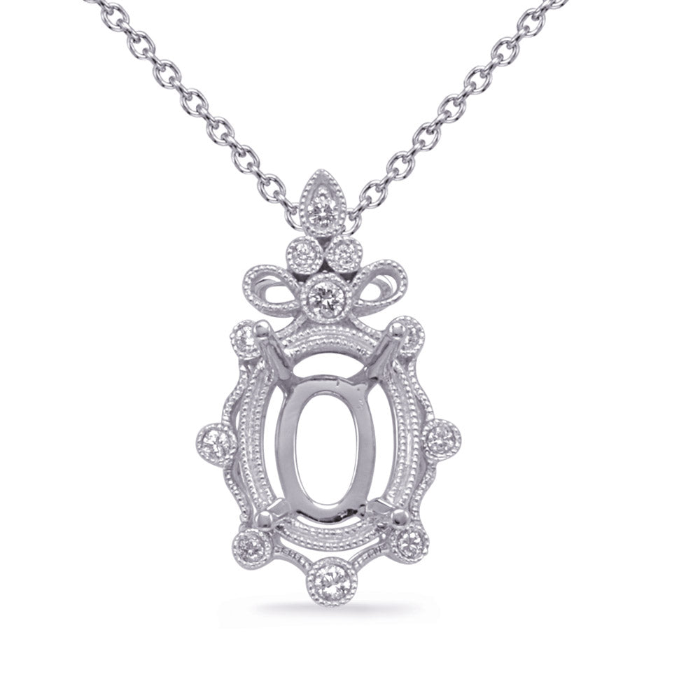White Gold Diamond Pendant 7x5mm Oval
