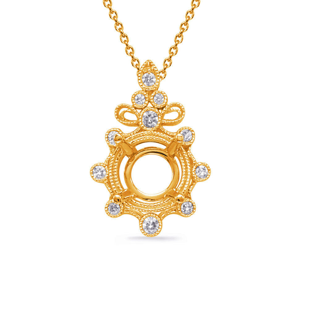 Yellow Gold Diamond Pendant For 1/2ct