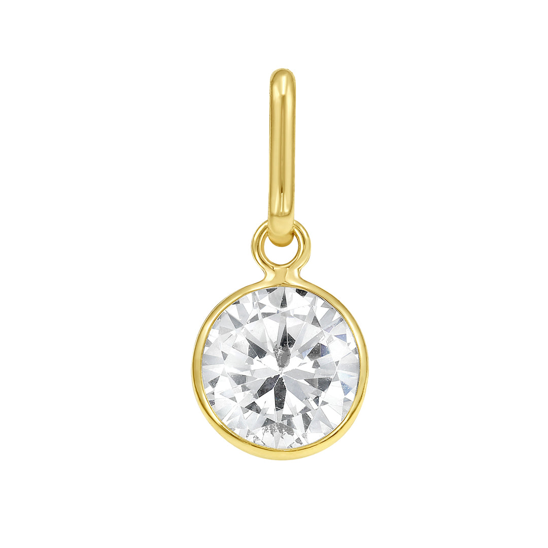 14K Round Clear CZ Charm