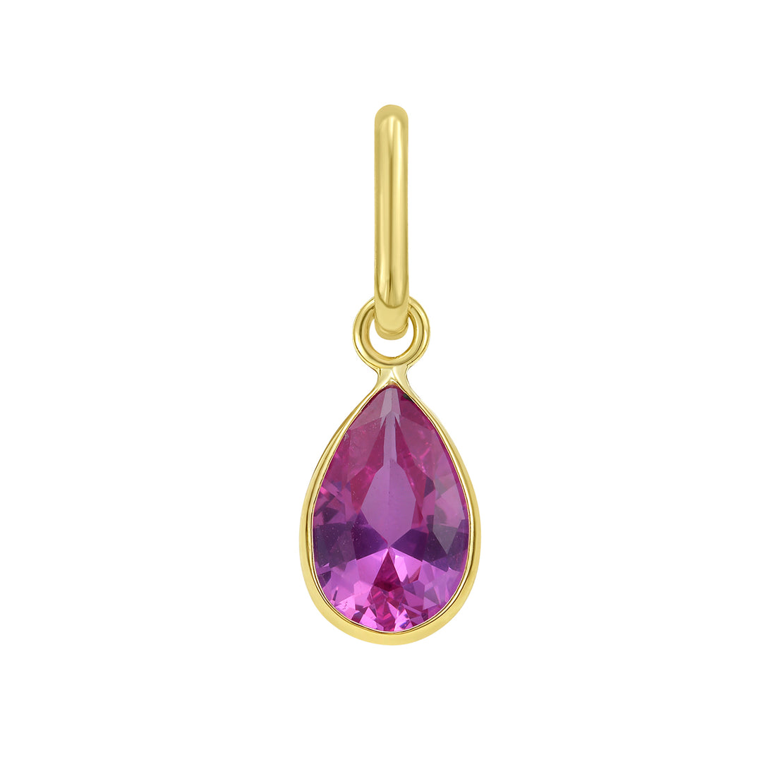 14K Pear Pink Sapphire Charm