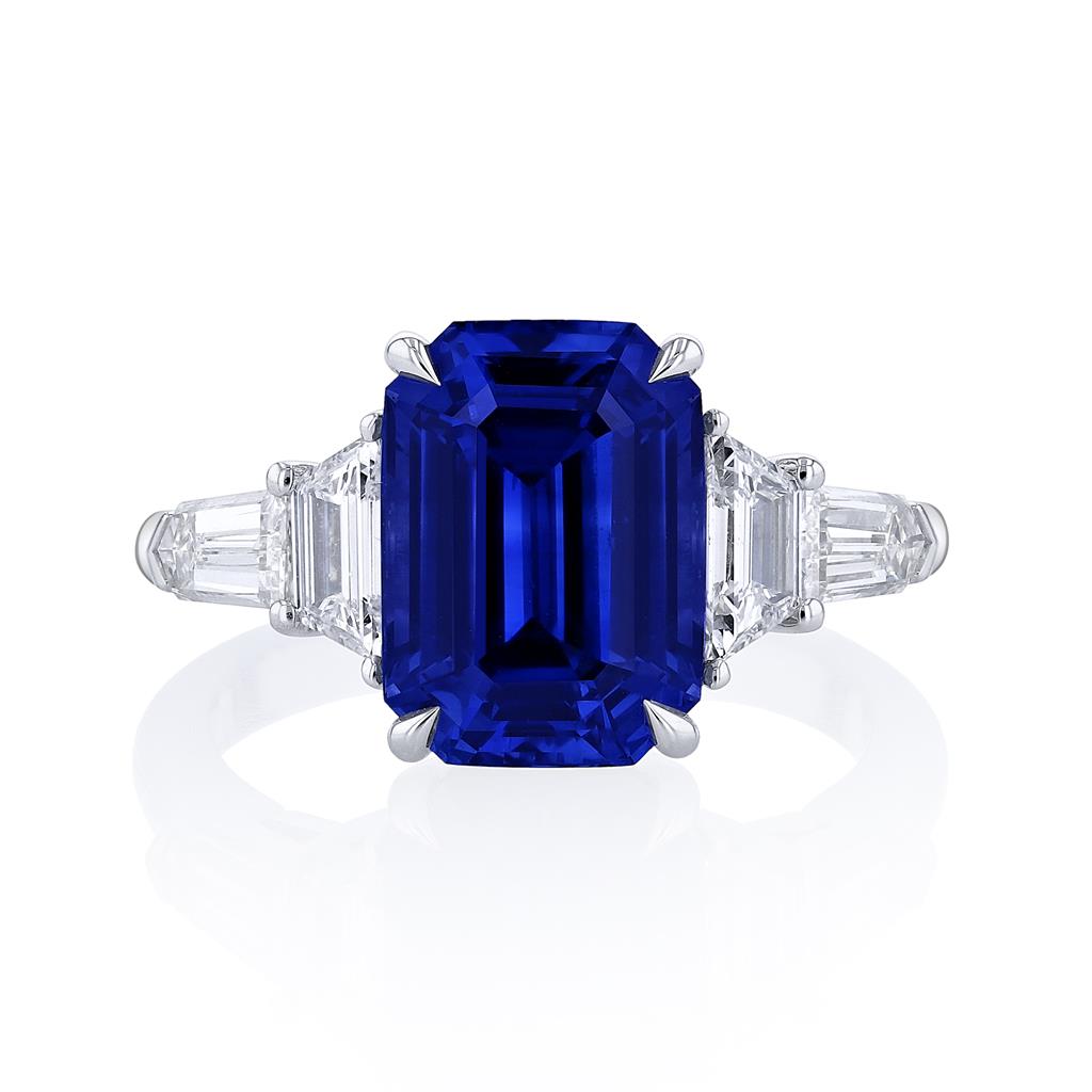 Platinum Emerald Cut Sapphire 5-Stone Ring