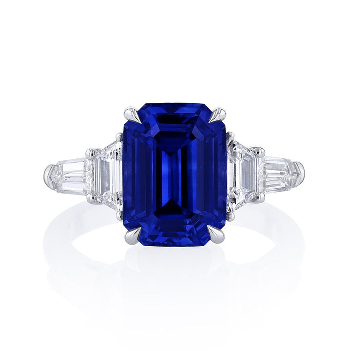 Platinum Emerald Cut Sapphire 5-Stone Ring