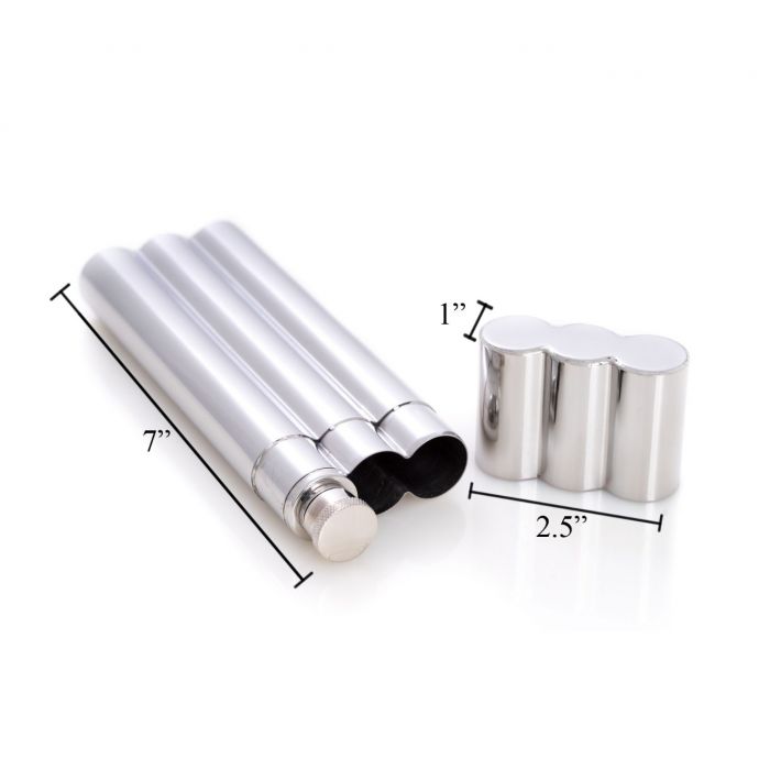 Stainless Steel Double Cigar Tube with 2 oz. Flask.
