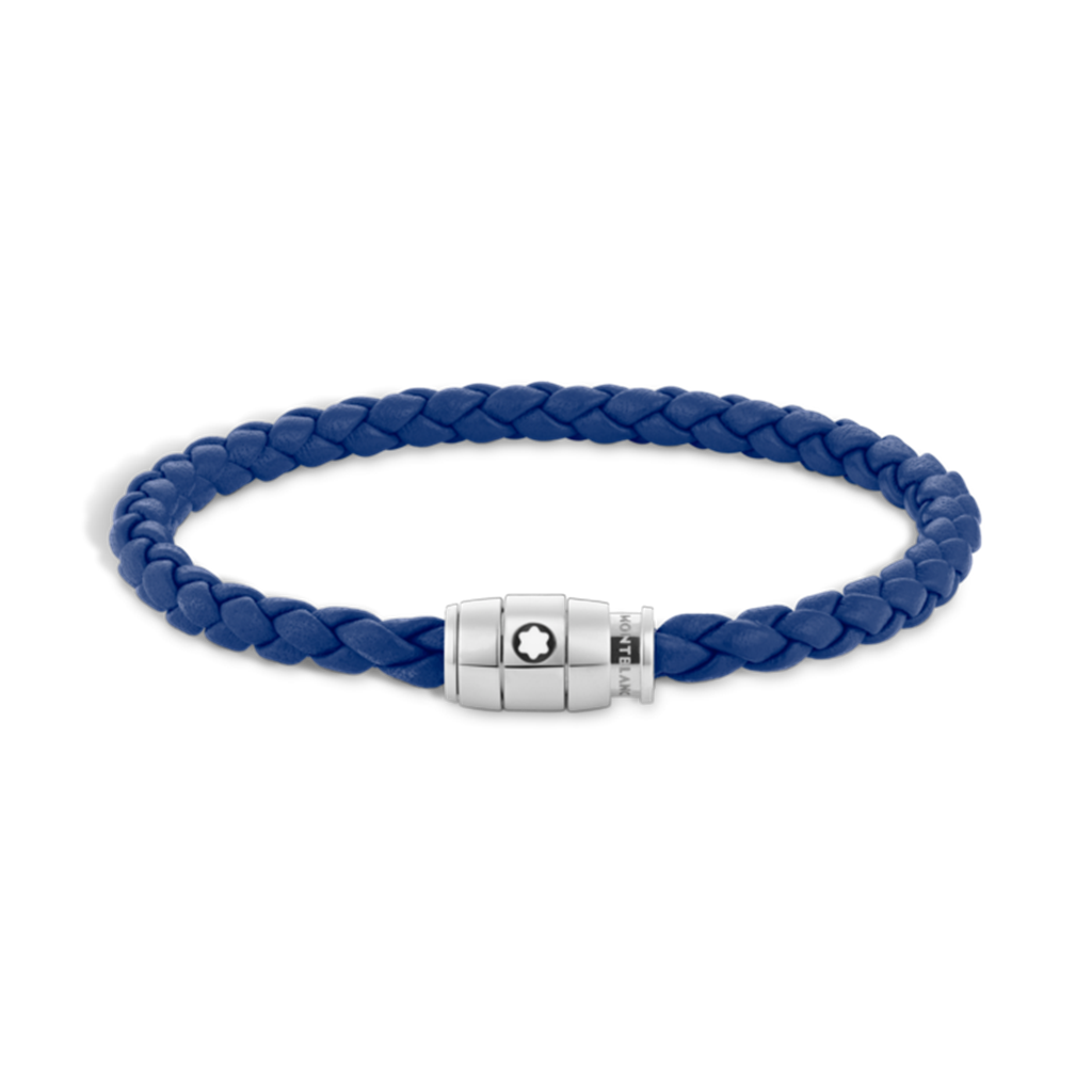 Bracelet Steel 3 rings closing and Blue leather