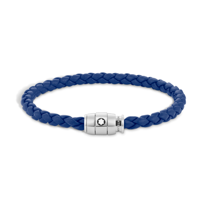Bracelet Steel 3 rings closing and Blue leather