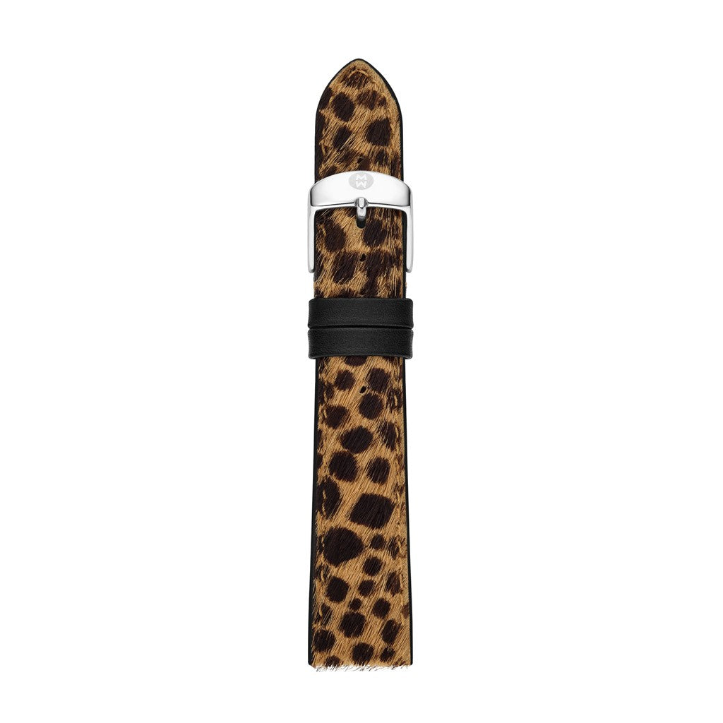 16mm Leopard Print Pony Hair Leather Strap