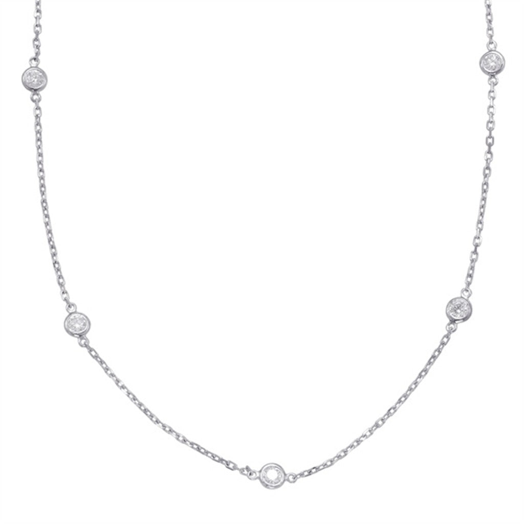 14K White Gold 0.49ct Diamond By The Yard Necklace
