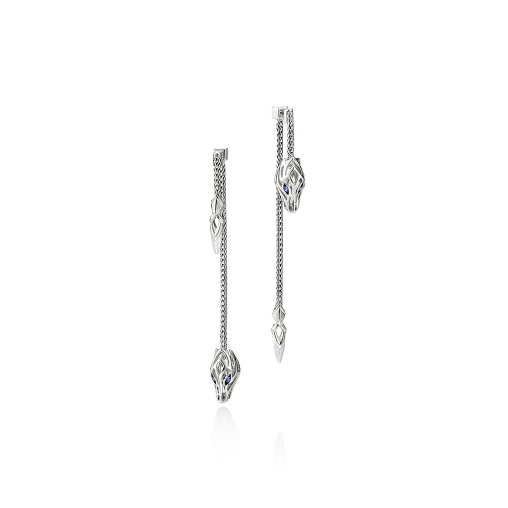 Naga Drop Earrings, Sterling Silver