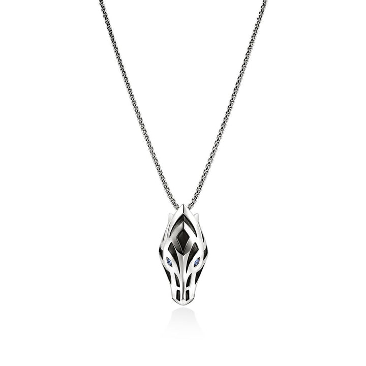 Naga Pendant Necklace, Sterling Silver, Blue Sapphire, 2.7MM
