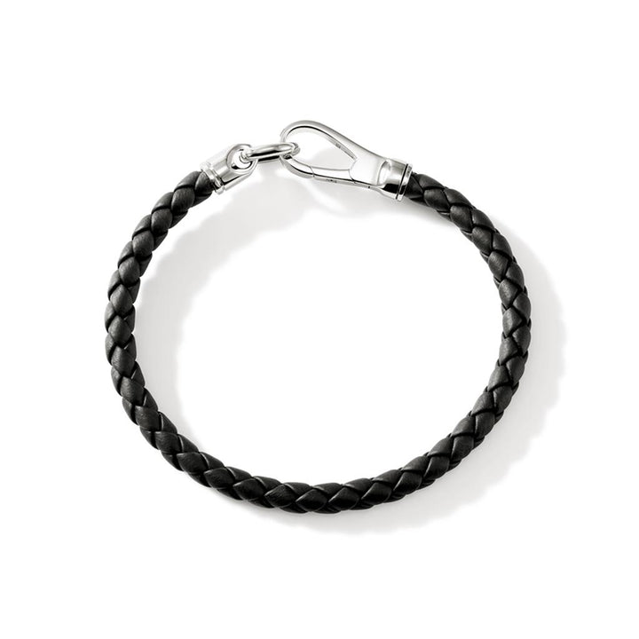 Hook Clasp Bracelet, Leather, Silver, 5MM