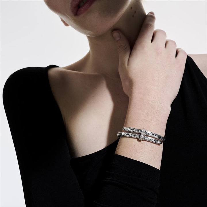 Spear Flex Cuff, Sterling Silver, Diamonds