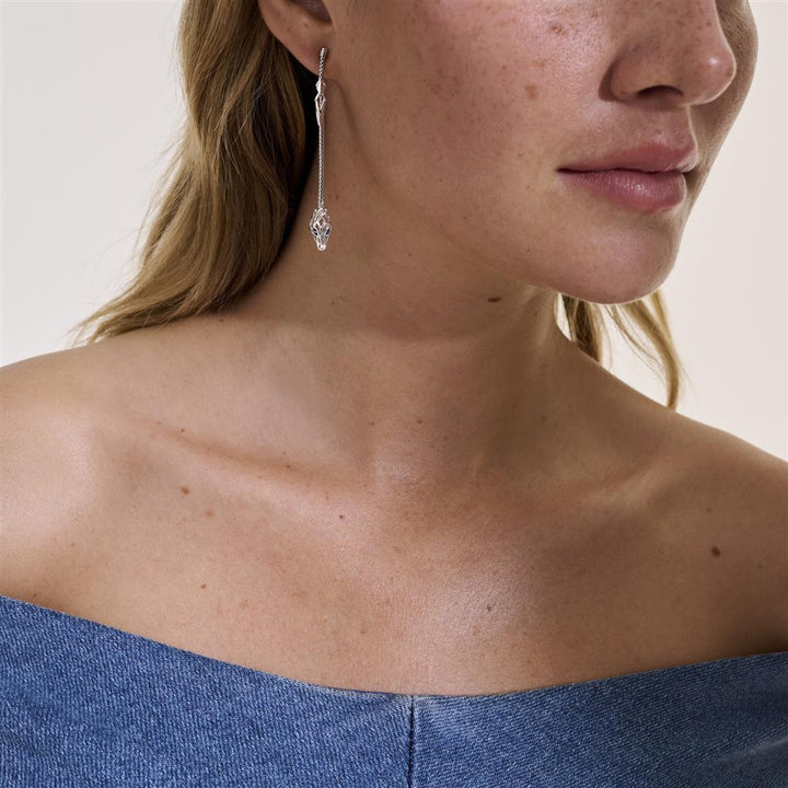 Naga Drop Earrings, Sterling Silver