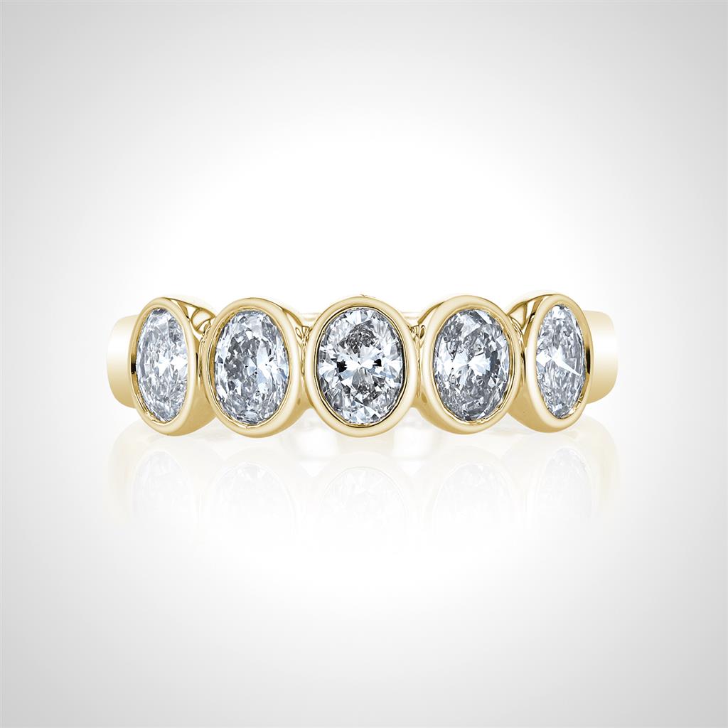 18K Yellow Gold 5 Stone Oval Diamond Ring