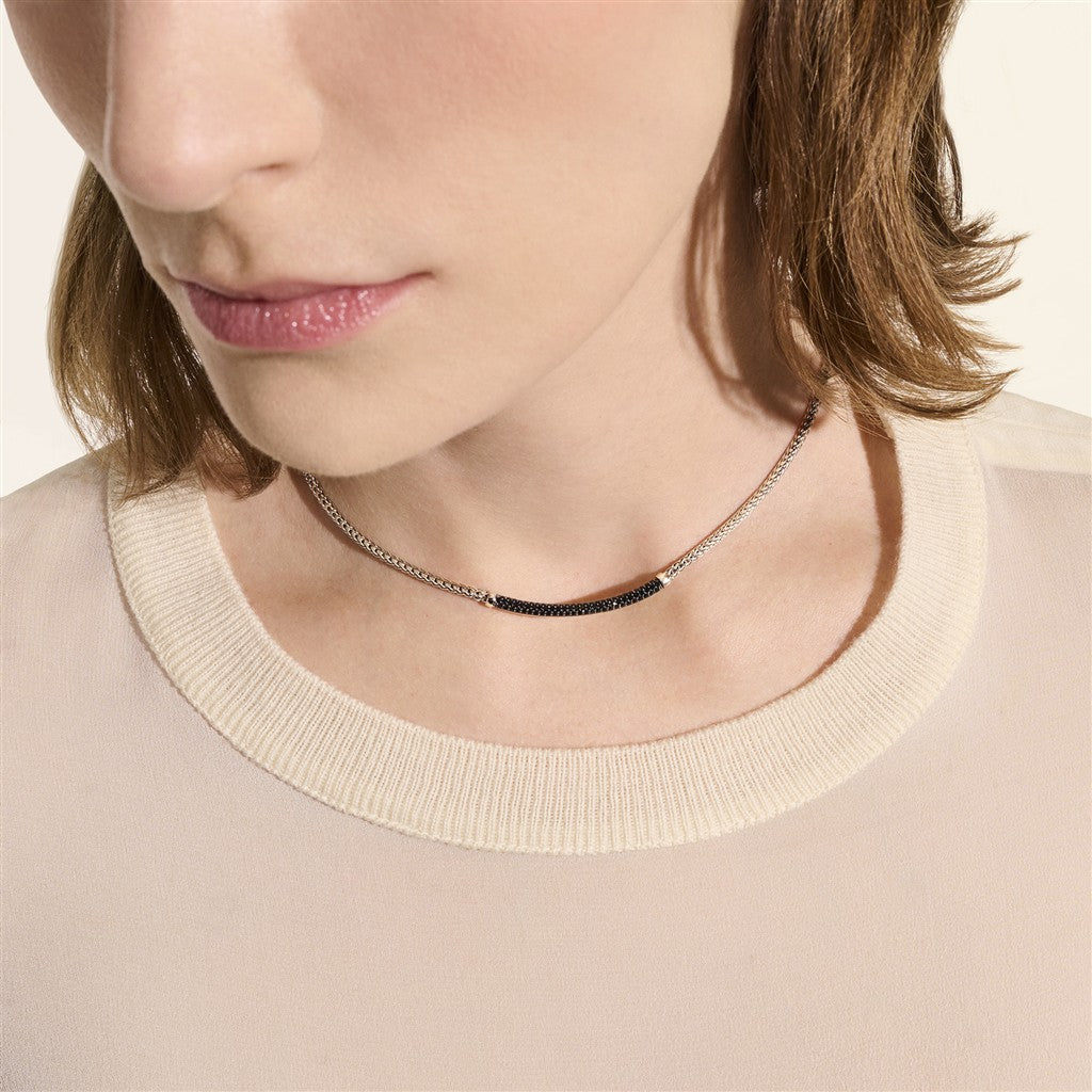 JH Essential Pavé Necklace, Sterling Silver, Gemstones, 2.5MM