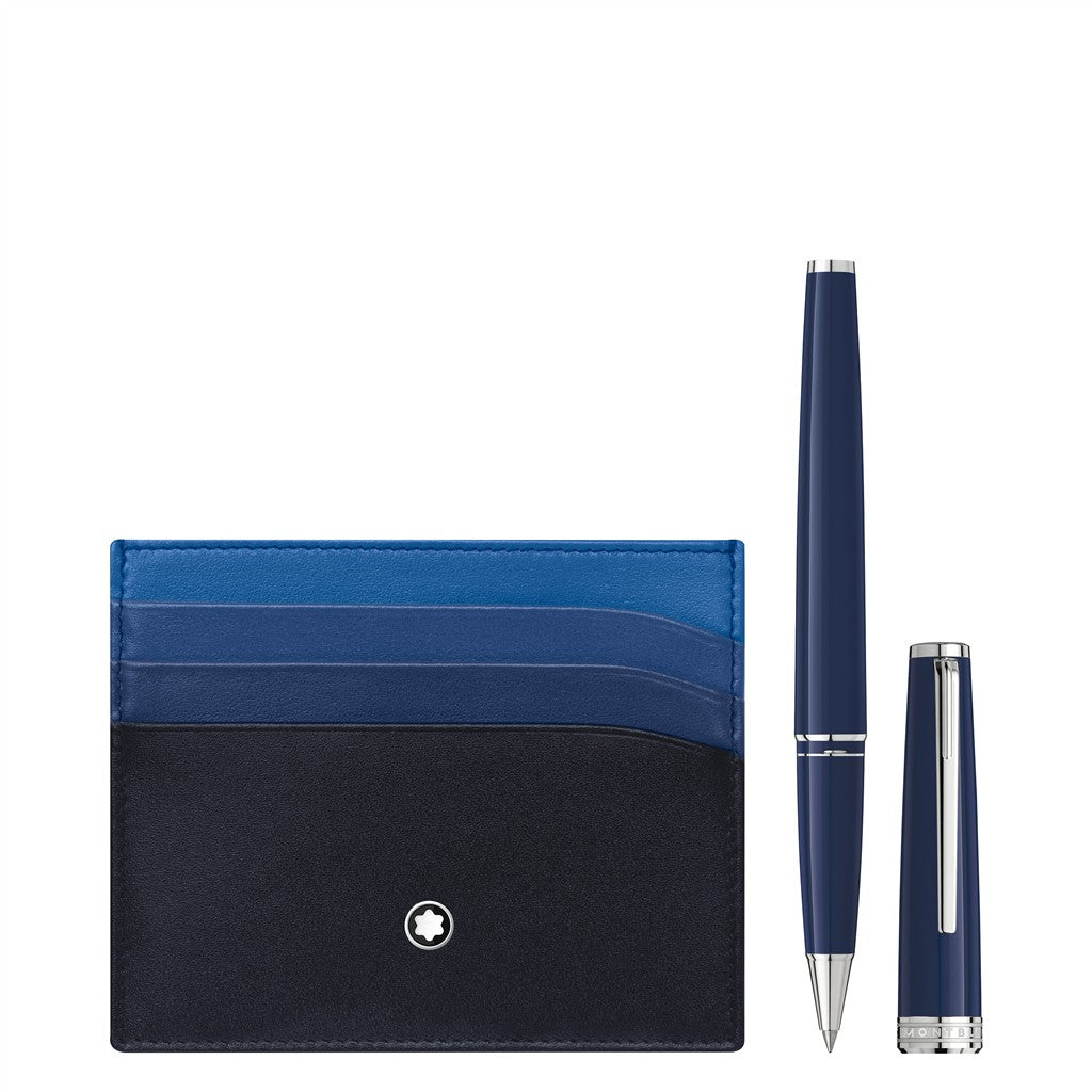 Set with PIX Blue Rollerball and Meisterstück Pocket Holder 6cc Blue