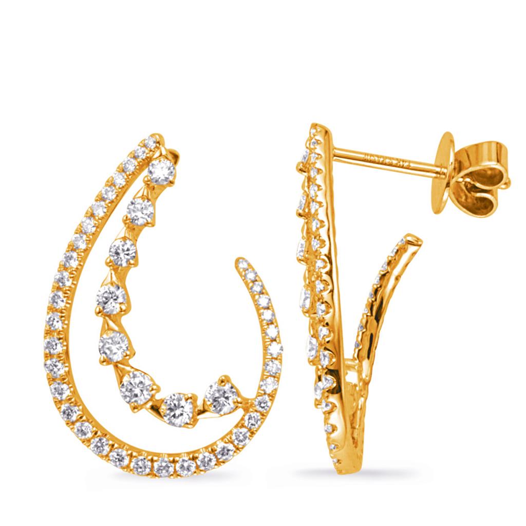 14K Yellow Gold 0.86ct Diamond Earring