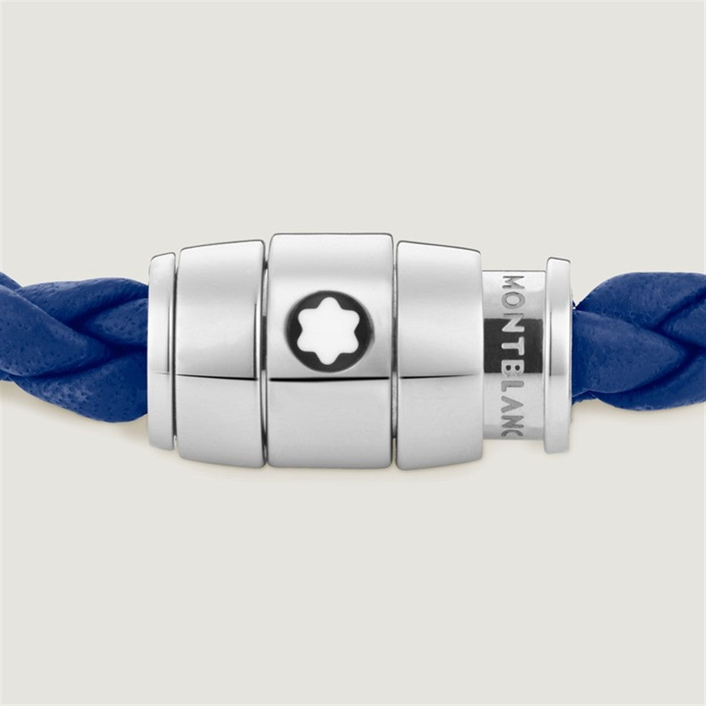 Bracelet Steel 3 rings closing and Blue leather