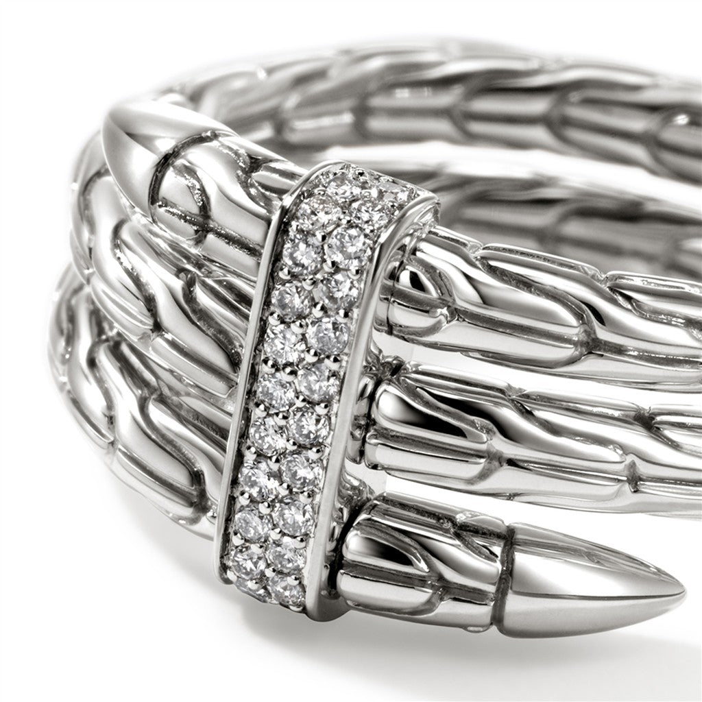 Spear Ring, Silver, Diamonds, Wide