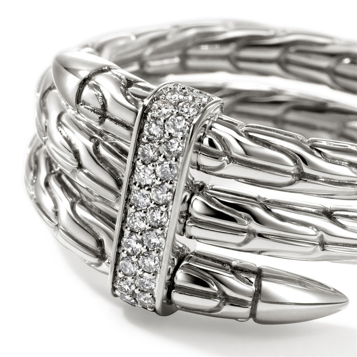 Spear Ring, Silver, Diamonds, Wide