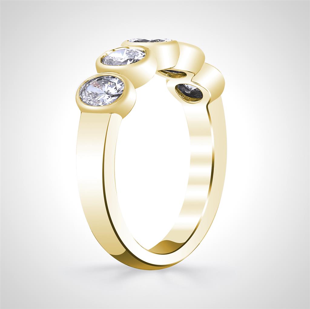 18K Yellow Gold 5 Stone Oval Diamond Ring