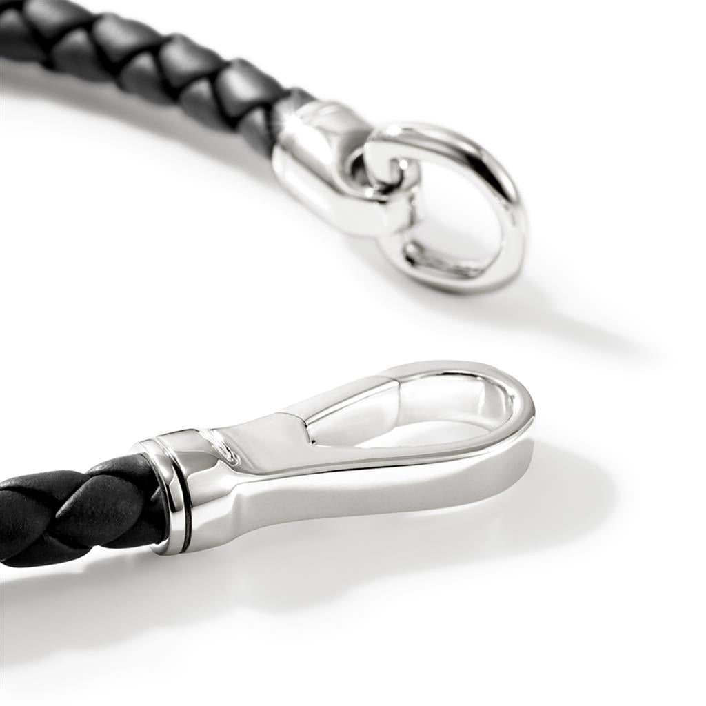 Hook Clasp Bracelet, Leather, Silver, 5MM