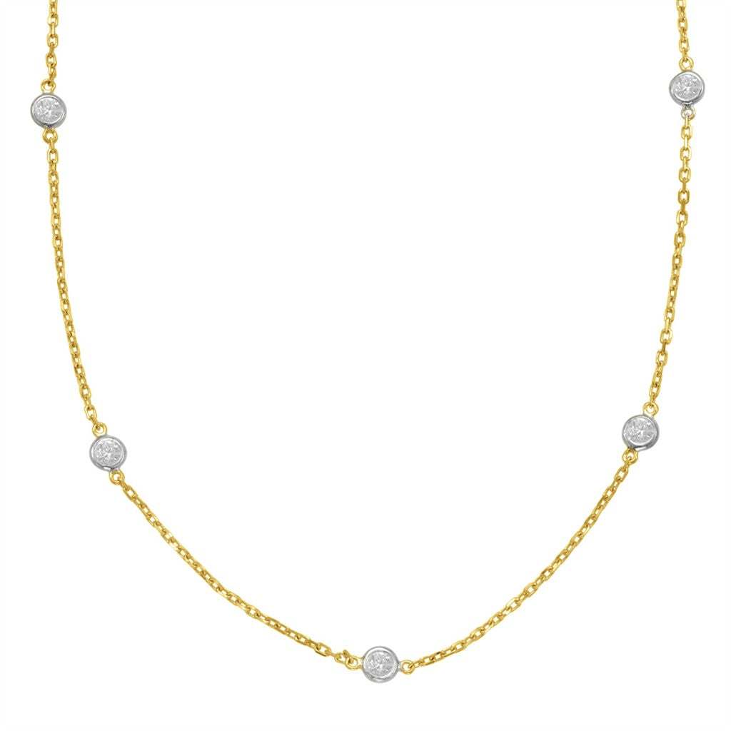 14K Yellow & White Gold 0.72ct Diamond by the Yard Necklace