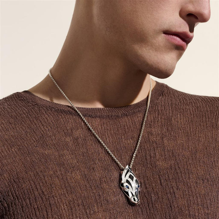 Naga Pendant Necklace, Sterling Silver, Blue Sapphire, 2.7MM