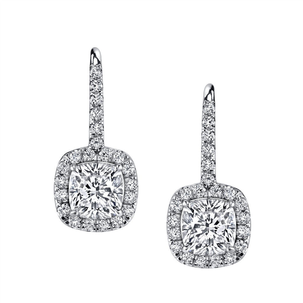 18K White Gold 2.44ct Cushion Diamond Earrings